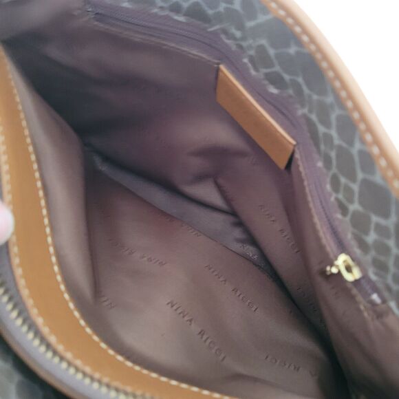 Nina Ricci Brown Shoulder Bag Tote Medium Signature Purse Italian Retro Vintage - Picture 4 of 11